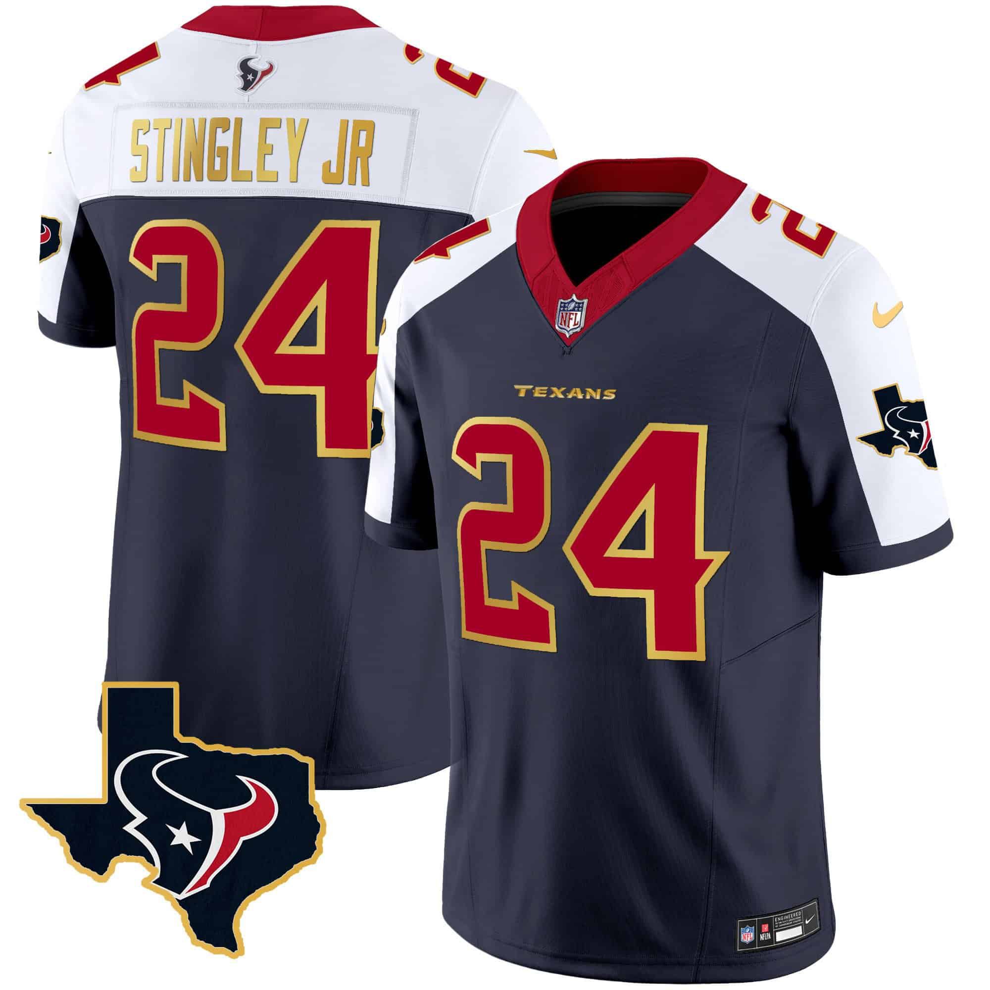 Men Houston Texans #24 Stingley jr Dark blue Gold 2024 Nike Trim Vapor NFL Jersey->indianapolis colts->NFL Jersey
